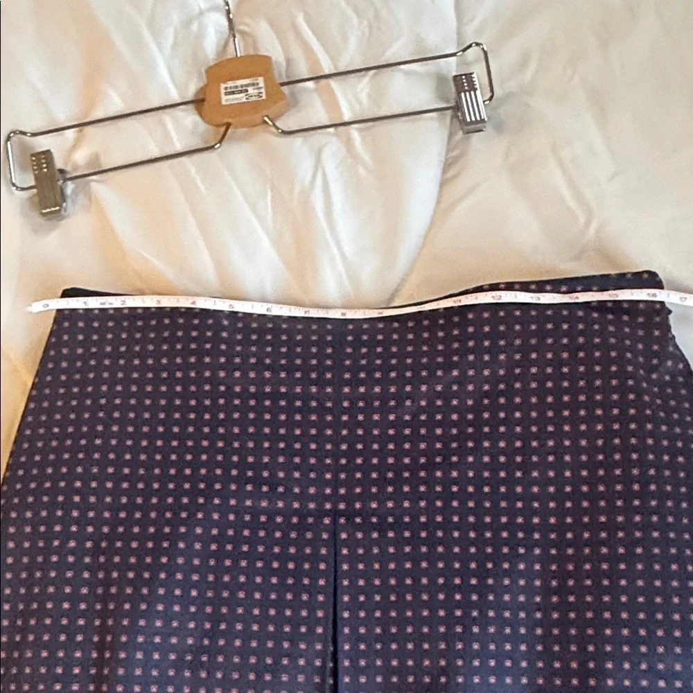 Tory Burch Navy and Maroon A-Line Pleated Skirt